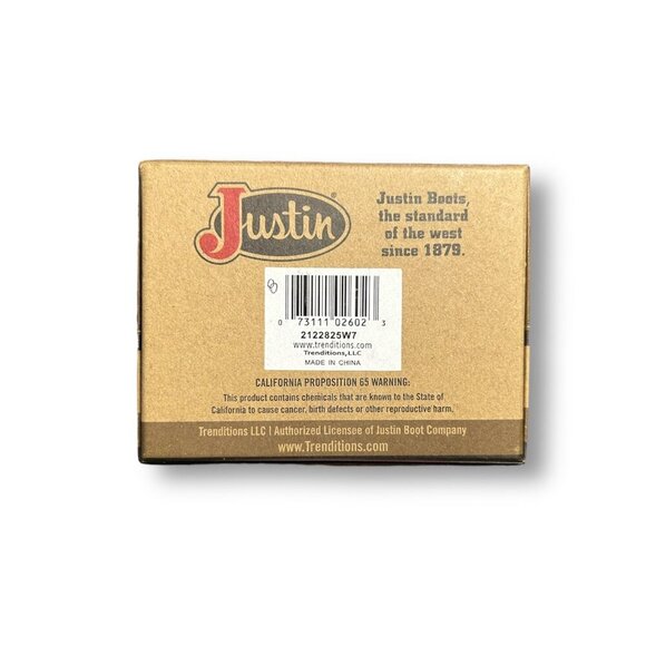 Justin Card Wallet Brown Genuine Leather RFID Slim Gusseted Logo Embossed West - Picture 5 of 6